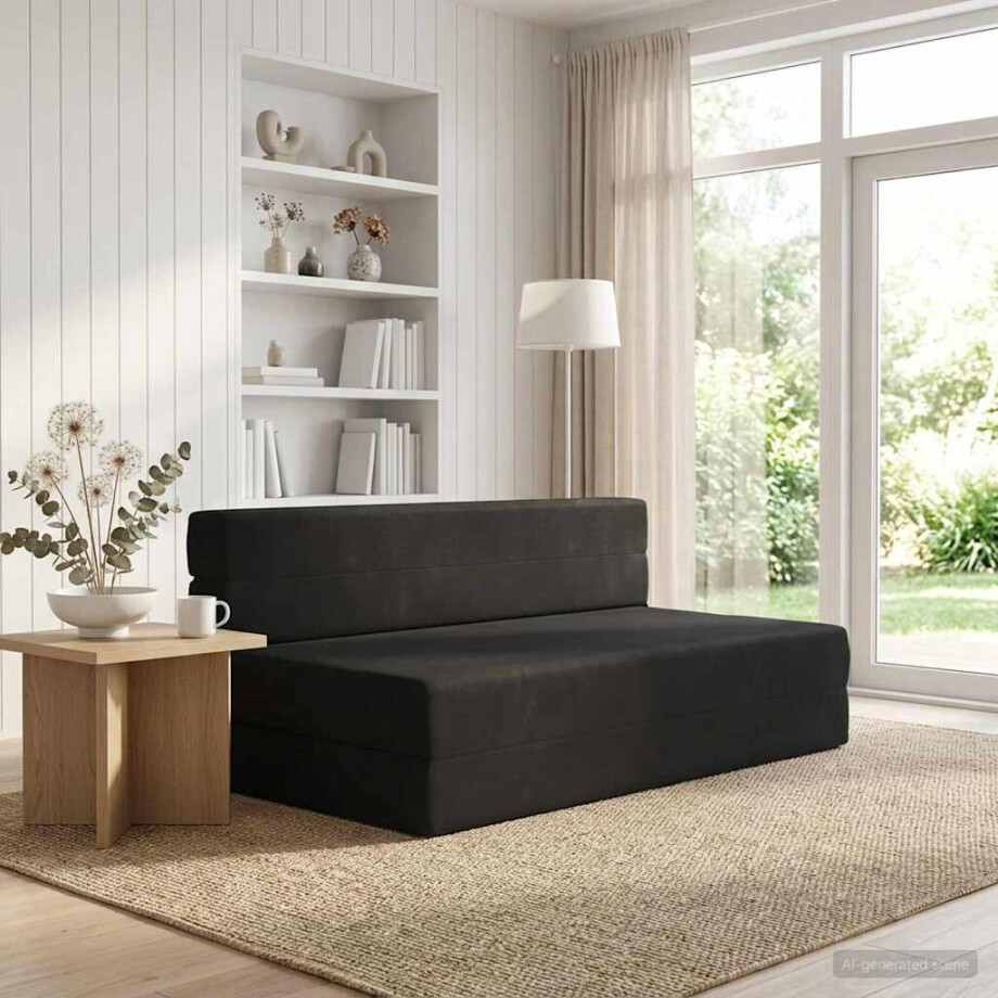 vidaXL Vouwbare Bankbed Zwart 152 x 86,5 x 60 cm Stof afbeelding 1