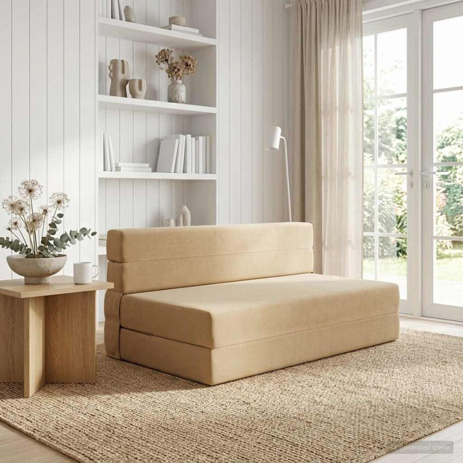vidaXL Vouwbare Bankbed Groen Grijs 152 x 86,5 x 60 cm Stof afbeelding 1