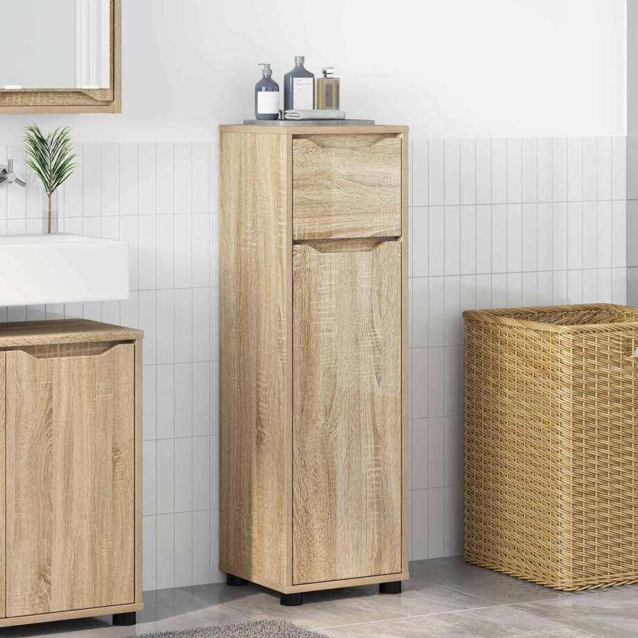 vidaXL Badkamer Kast Sonoma Eiken 30,5 x 30 x 101 cm Bewerkt hout vidaXL Badkamer Kast Sonoma Eiken 30,5 x 30 x 101 cm Bewerkt hout afbeelding 1
