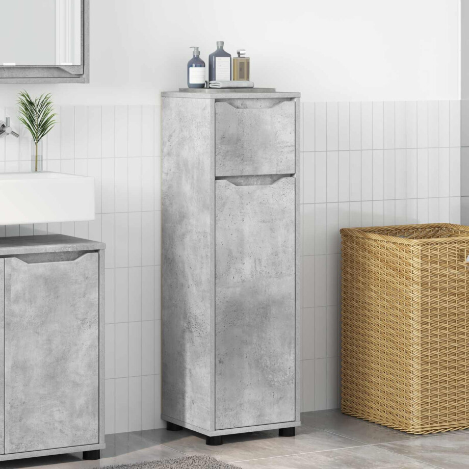 vidaXL Badkamer Kast Beton Grijs 30,5 x 30 x 101 cm Bewerkt hout afbeelding 1
