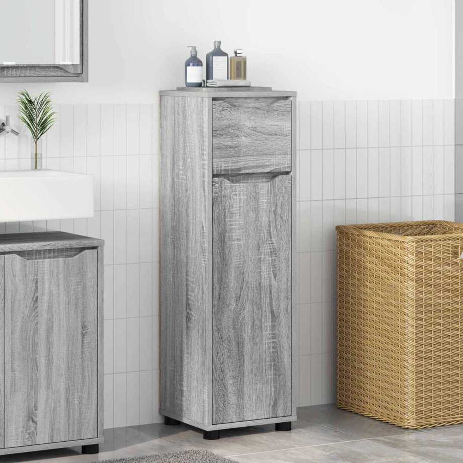 vidaXL Badkamer Kast Grijs Sonoma 30,5 x 30 x 101 cm Bewerkt hout vidaXL Badkamer Kast Grijs Sonoma 30,5 x 30 x 101 cm Bewerkt hout afbeelding 1