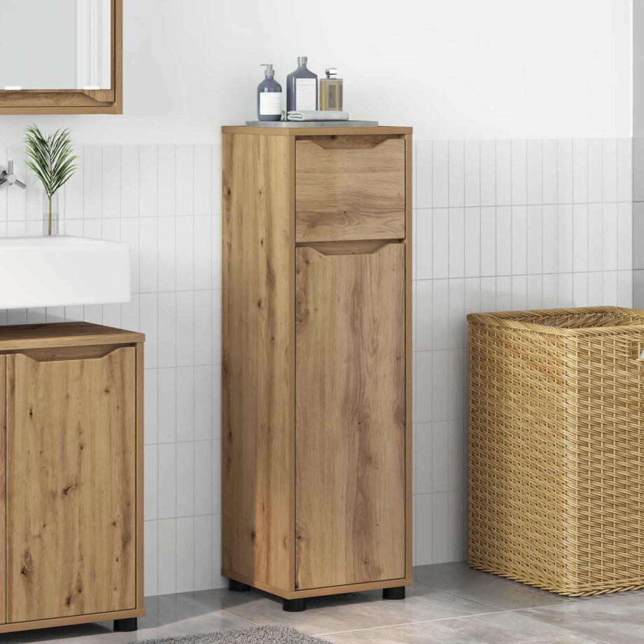 vidaXL Badkamer Kast Artisan Eiken 30,5 x 30 x 101 cm Bewerkt hout afbeelding 1
