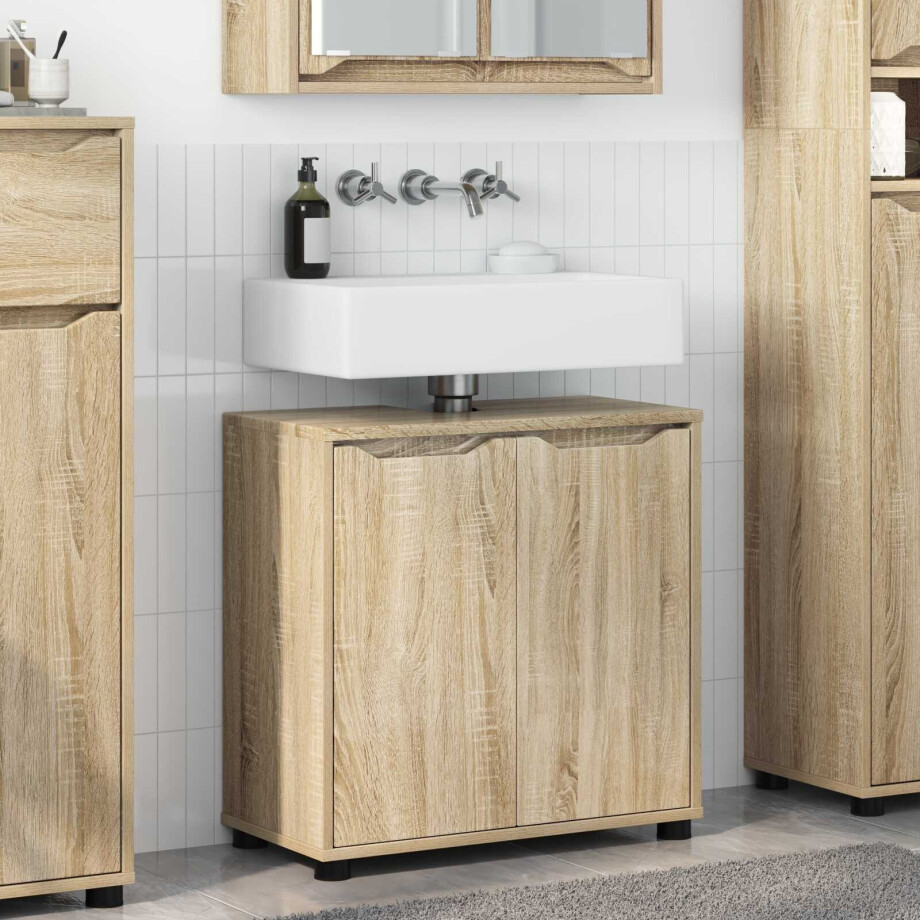 vidaXL Badkamer wastafelkast Sonoma Eiken 60 x 30 x 60 cm Bewerkt hout vidaXL Badkamer wastafelkast Sonoma Eiken 60 x 30 x 60 cm Bewerkt hout afbeelding 1