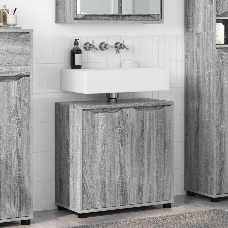 vidaXL Badkamer wastafelkast Grijs Sonoma 60 x 30 x 60 cm Bewerkt hout vidaXL Badkamer wastafelkast Grijs Sonoma 60 x 30 x 60 cm Bewerkt hout afbeelding 1