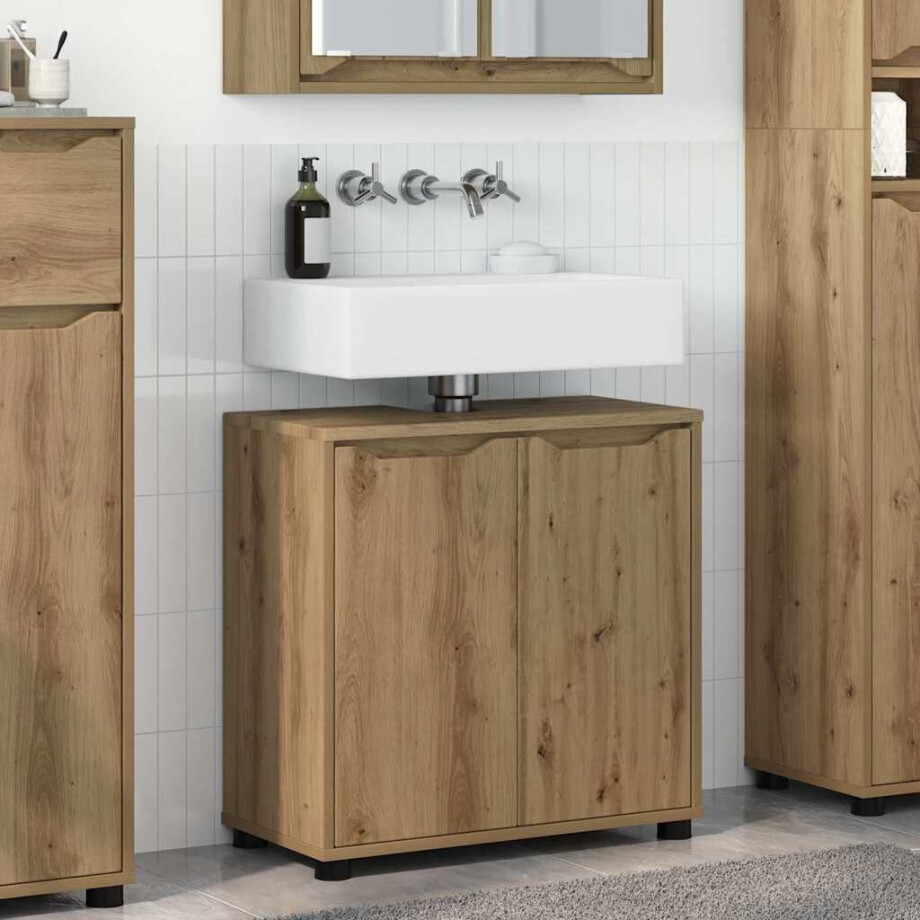 vidaXL Badkamer wastafelkast met plank Artisan Eiken 60 x 30 x 60 cm afbeelding 1