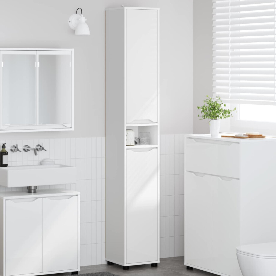 vidaXL Badkamer Kast met plank Wit 30,5 x 30 x 195 cm Bewerkt hout vidaXL Badkamer Kast met plank Wit 30,5 x 30 x 195 cm Bewerkt hout afbeelding 1
