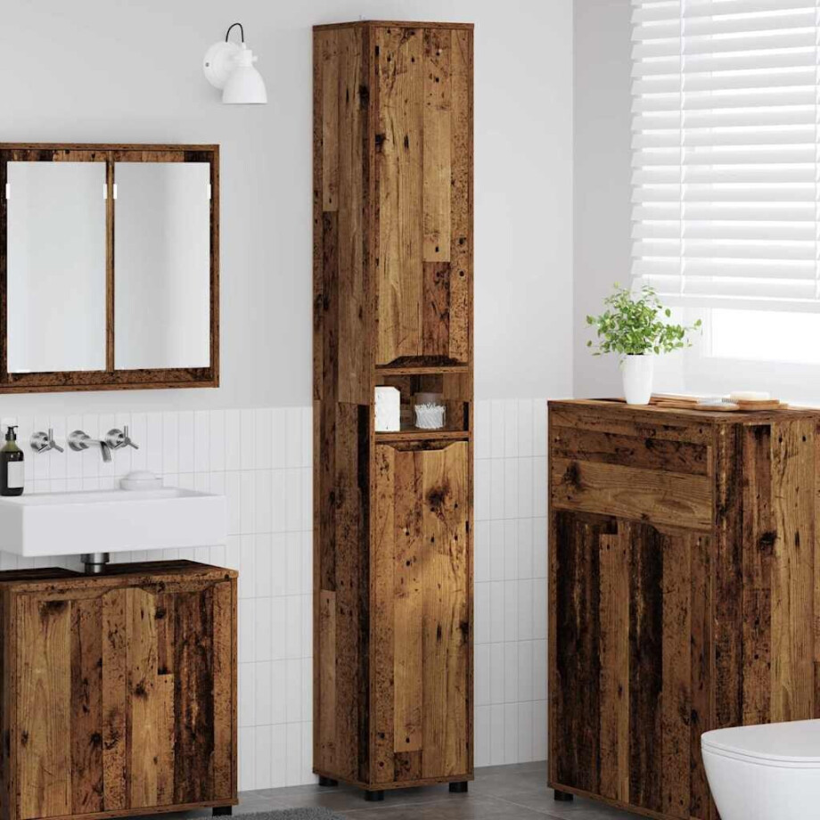 vidaXL Badkamer Kast Oud Hout 30,5 x 30 x 195 cm Bewerkt hout vidaXL Badkamer Kast Oud Hout 30,5 x 30 x 195 cm Bewerkt hout afbeelding 1