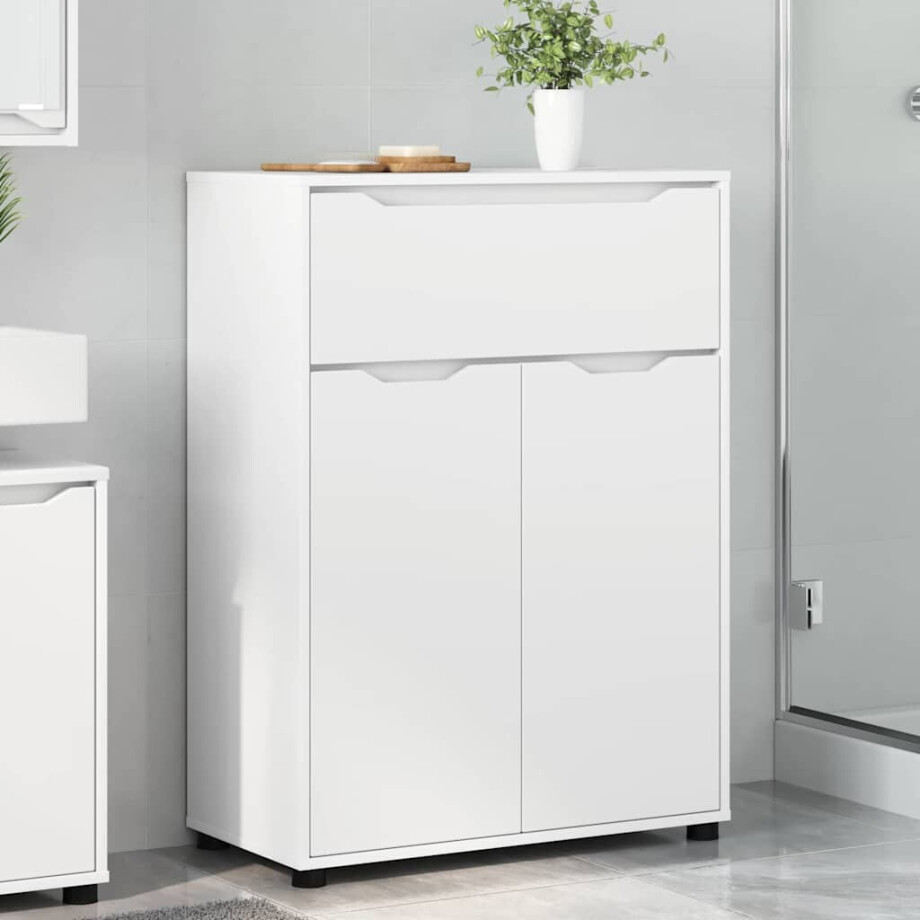 vidaXL Badkamer Kast met lade Wit 72,5 x 36,5 x 100 cm Bewerkt hout afbeelding 1