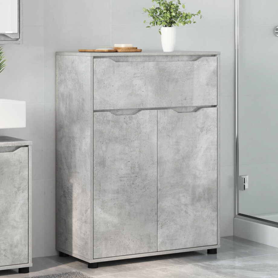 vidaXL Badkamer Kast Beton Grijs 72,5 x 36,5 x 100 cm Bewerkt hout afbeelding 1
