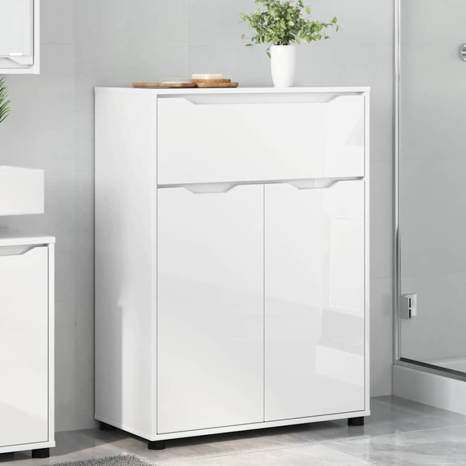 vidaXL Badkamer Kast Hoogglans wit 72,5 x 36,5 x 100 cm Bewerkt hout vidaXL Badkamer Kast Hoogglans wit 72,5 x 36,5 x 100 cm Bewerkt hout afbeelding 1