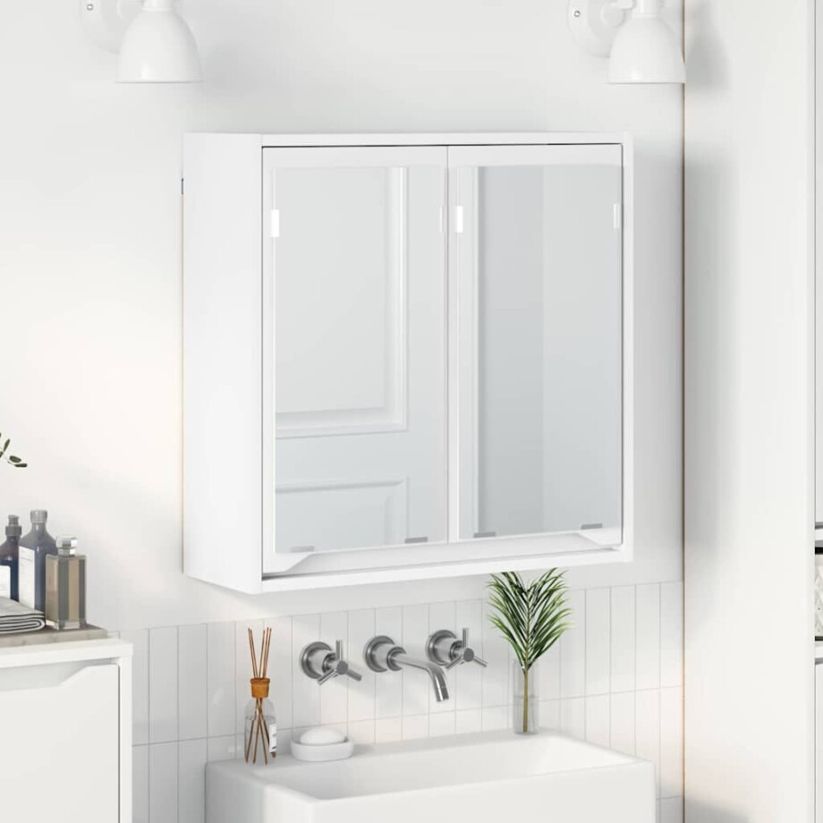 vidaXL Badkamer spiegelkast met plank Wit 60 x 20 x 60 cm Bewerkt hout afbeelding 1