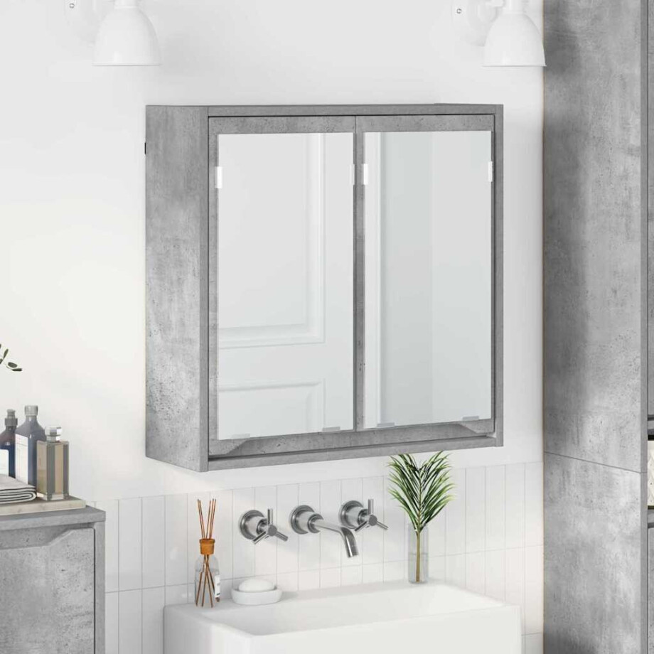 vidaXL Badkamer spiegelkast Beton Grijs 60 x 20 x 60 cm Bewerkt hout afbeelding 1