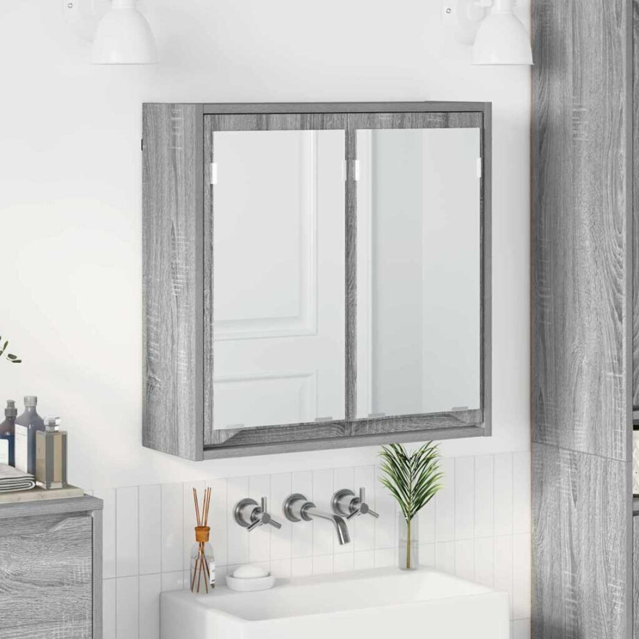vidaXL Badkamer spiegelkast Grijs Sonoma 60 x 20 x 60 cm Bewerkt hout afbeelding 1