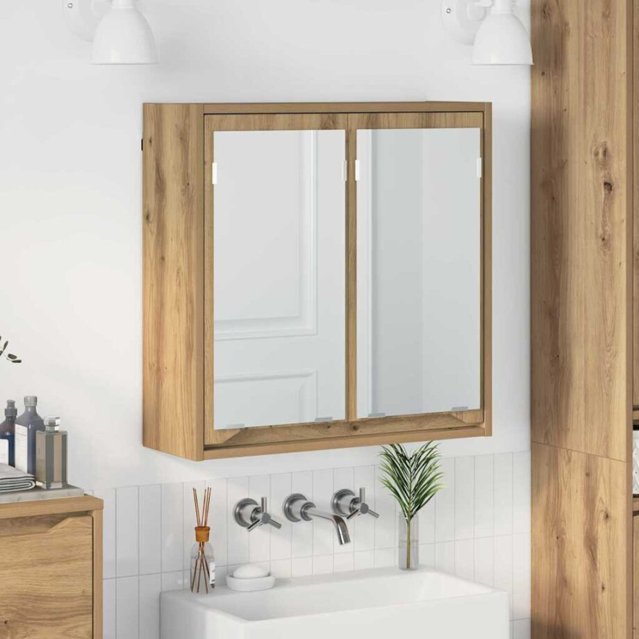 vidaXL Badkamer spiegelkast Artisan Eiken 60 x 20 x 60 cm Bewerkt hout vidaXL Badkamer spiegelkast Artisan Eiken 60 x 20 x 60 cm Bewerkt hout afbeelding 1