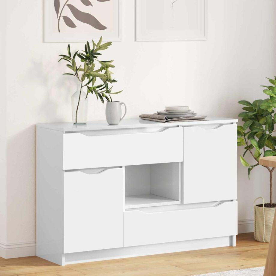 vidaXL Dressoir met lade Hoogglans wit 100 x 30 x 65,6 Bewerkt hout afbeelding 1