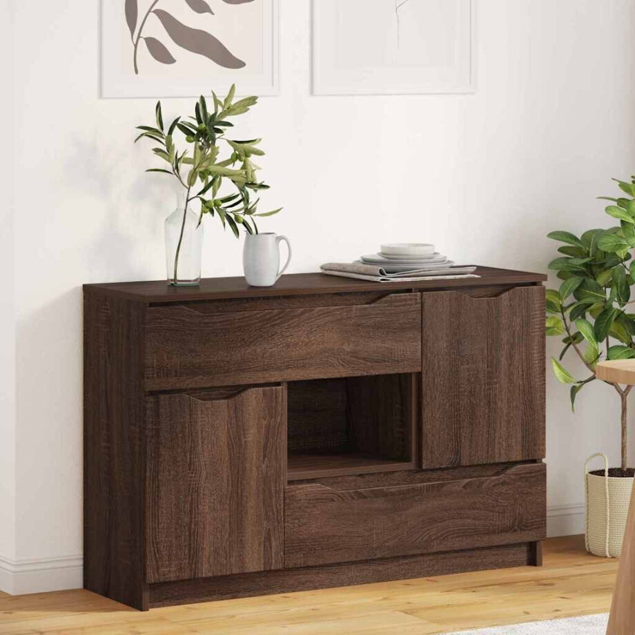 vidaXL Dressoir met lade Bruin Eiken 100 x 30 x 65,6 Bewerkt hout afbeelding 1