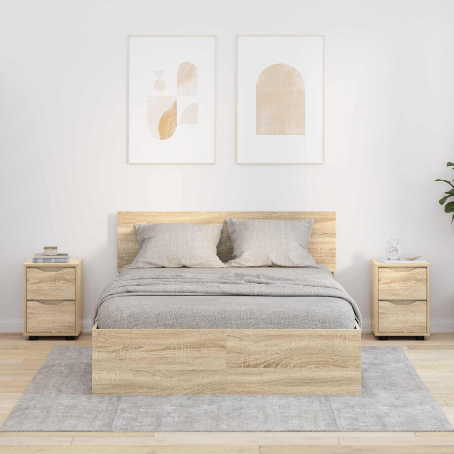 vidaXL Nachtkastjes 2 pcs Sonoma Eiken 30,5 x 30 x 43 cm Bewerkt hout vidaXL Nachtkastjes 2 pcs Sonoma Eiken 30,5 x 30 x 43 cm Bewerkt hout afbeelding 1