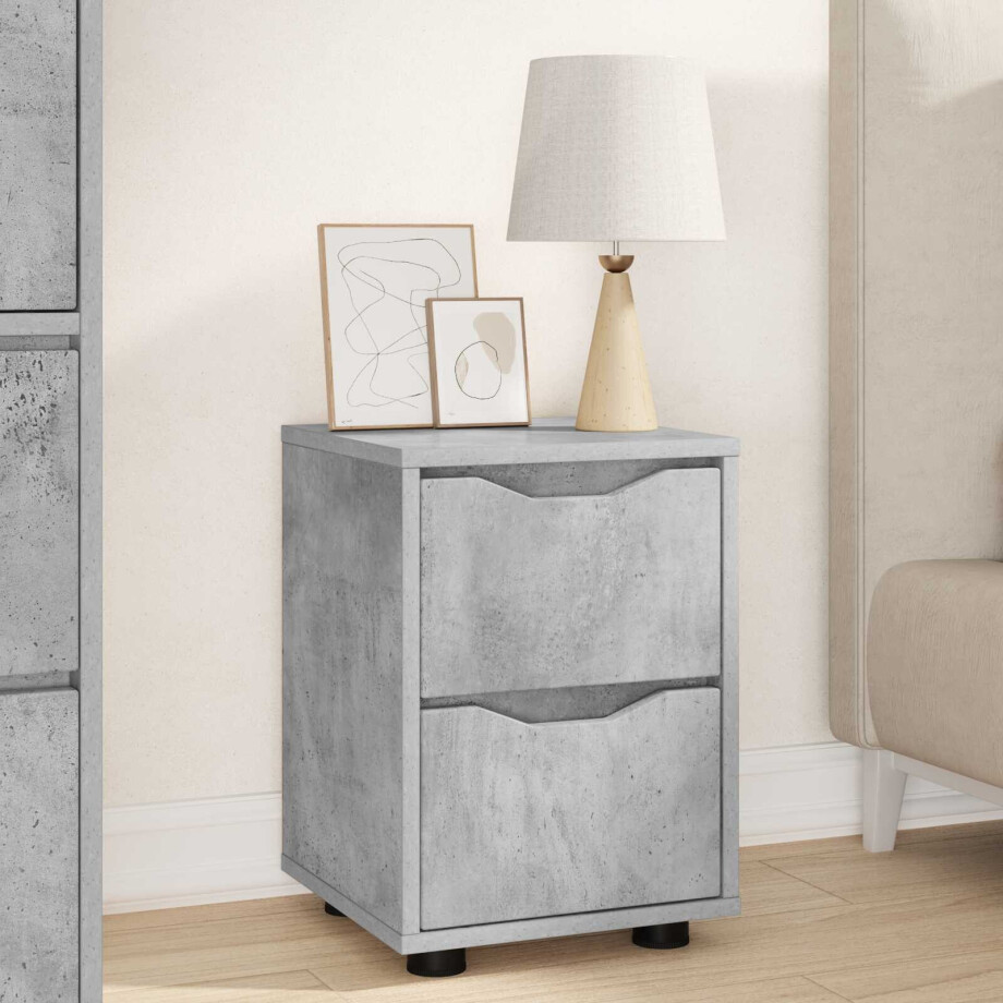 vidaXL Nachtkastje met lade Beton Grijs 30,5 x 30 x 43 cm Bewerkt hout vidaXL Nachtkastje met lade Beton Grijs 30,5 x 30 x 43 cm Bewerkt hout afbeelding 1