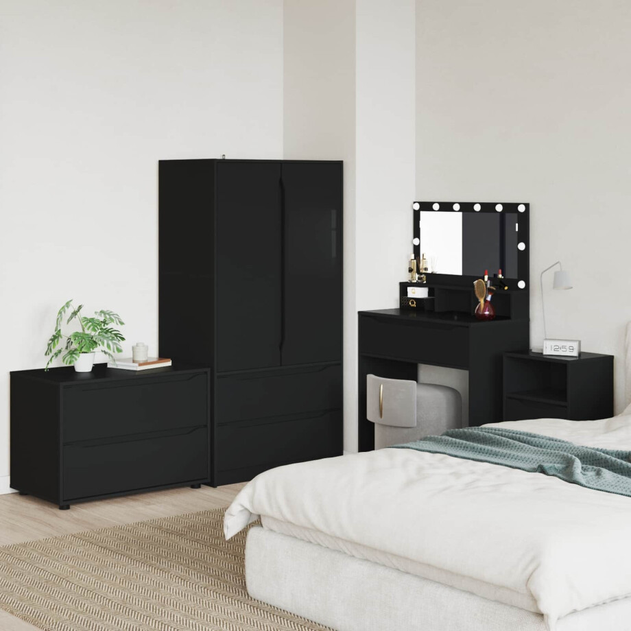 vidaXL Opbergkast Zwart 80 x 48 x 57 cm Bewerkt hout vidaXL Opbergkast Zwart 80 x 48 x 57 cm Bewerkt hout afbeelding 1