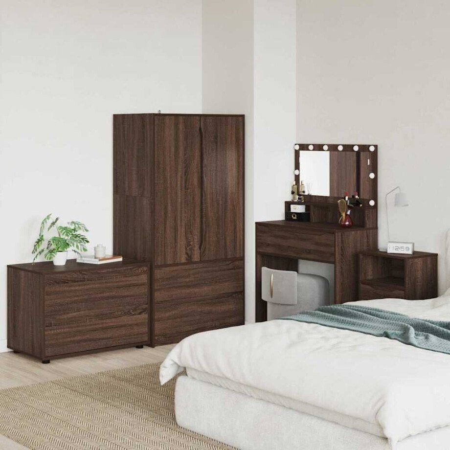 vidaXL Opbergkast Bruin Eiken 80 x 48 x 57 cm Bewerkt hout afbeelding 1