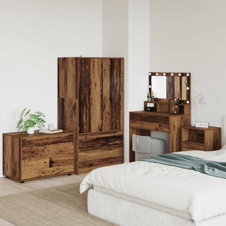vidaXL Opbergkast Oud Hout 80 x 48 x 57 cm Bewerkt hout afbeelding 1