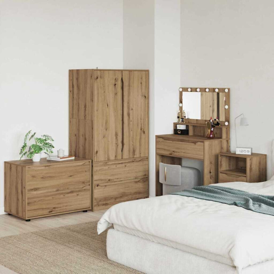 vidaXL Opbergkast Artisan Eiken 80 x 48 x 57 cm Bewerkt hout vidaXL Opbergkast Artisan Eiken 80 x 48 x 57 cm Bewerkt hout afbeelding 1