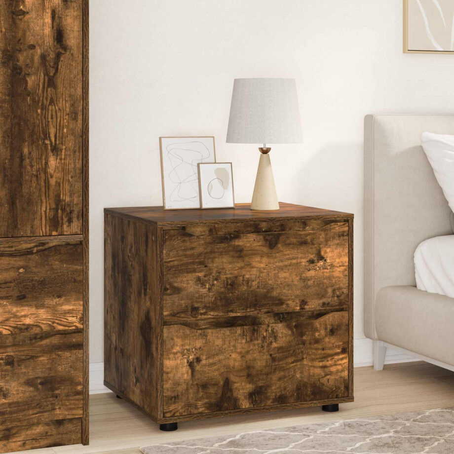 vidaXL Opbergkast Gerookt eiken 60 x 48 x 57 cm Bewerkt hout afbeelding 1