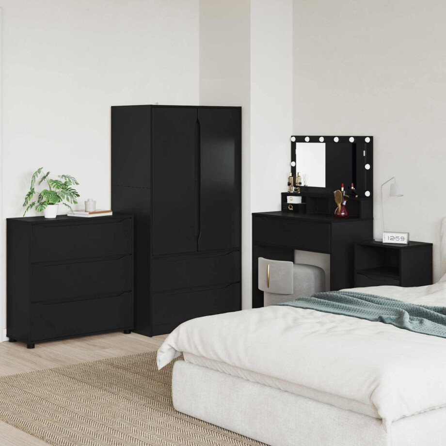 vidaXL Opbergkast Zwart 80 x 31 x 81 cm Bewerkt hout vidaXL Opbergkast Zwart 80 x 31 x 81 cm Bewerkt hout afbeelding 1