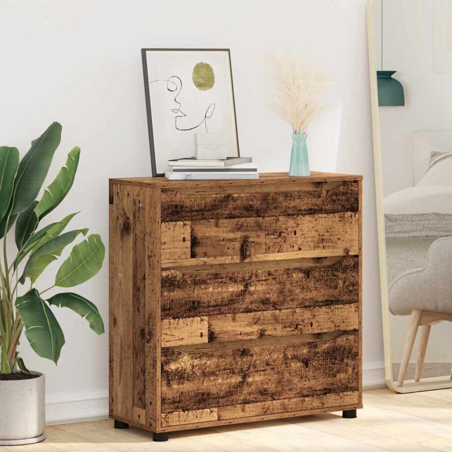 vidaXL Opbergkast Oud Hout 80 x 31 x 81 cm Bewerkt hout afbeelding 1