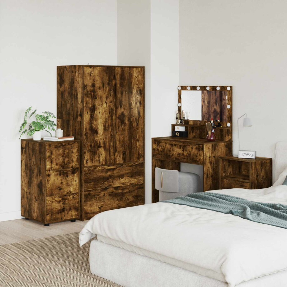 vidaXL Opbergkast Gerookt eiken 40 x 48 x 81 cm Bewerkt hout vidaXL Opbergkast Gerookt eiken 40 x 48 x 81 cm Bewerkt hout afbeelding 1