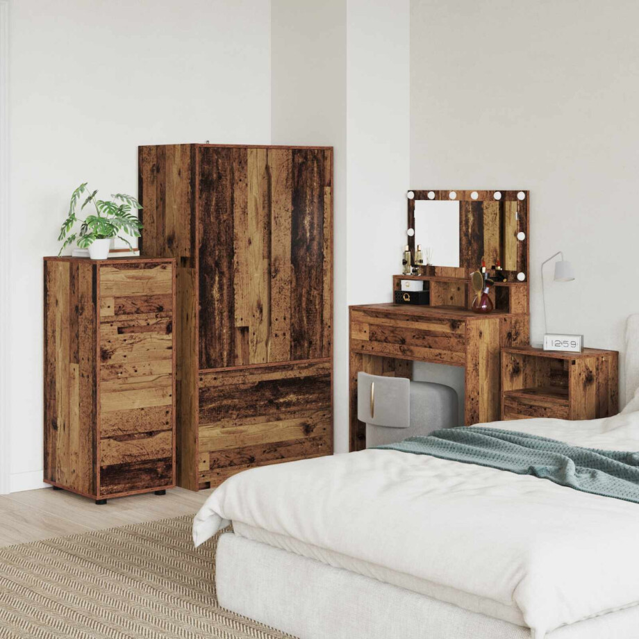 vidaXL Opbergkast Oud Hout 40 x 48 x 105 cm Bewerkt hout afbeelding 1