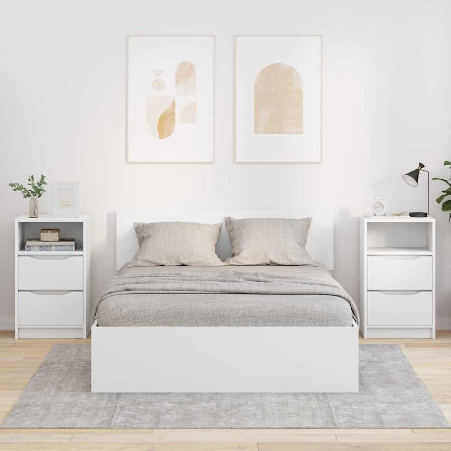 vidaXL Nachtkastjes met lade 2 pcs Wit 40 x 30 x 467 cm Bewerkt hout vidaXL Nachtkastjes met lade 2 pcs Wit 40 x 30 x 467 cm Bewerkt hout afbeelding 1