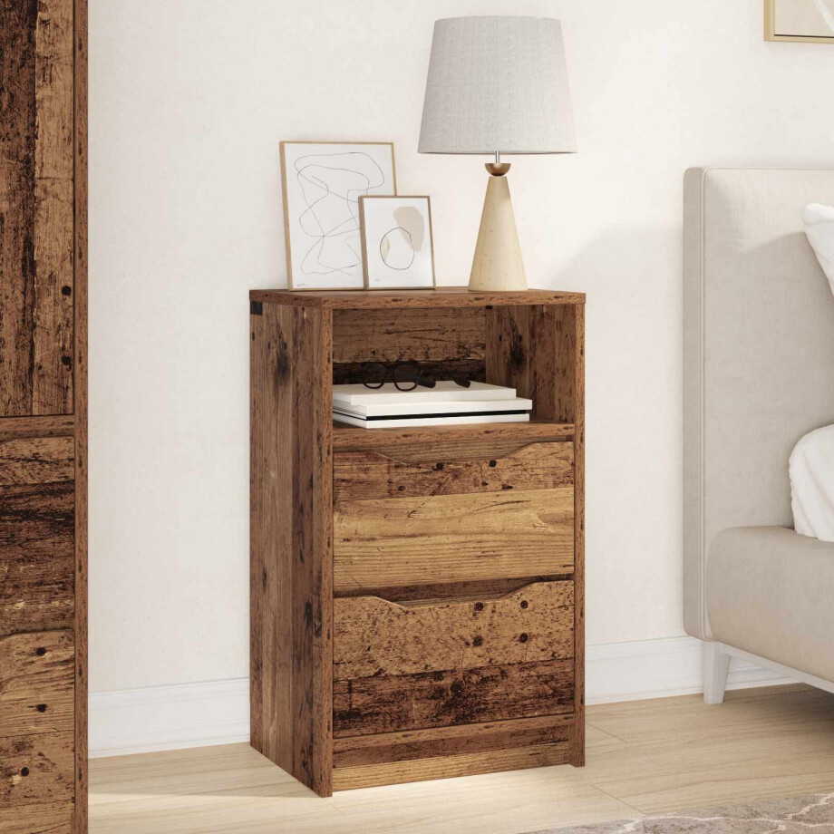 vidaXL Nachtkastje met lade Oud Hout 40 x 30 x 467 cm Bewerkt hout afbeelding 1