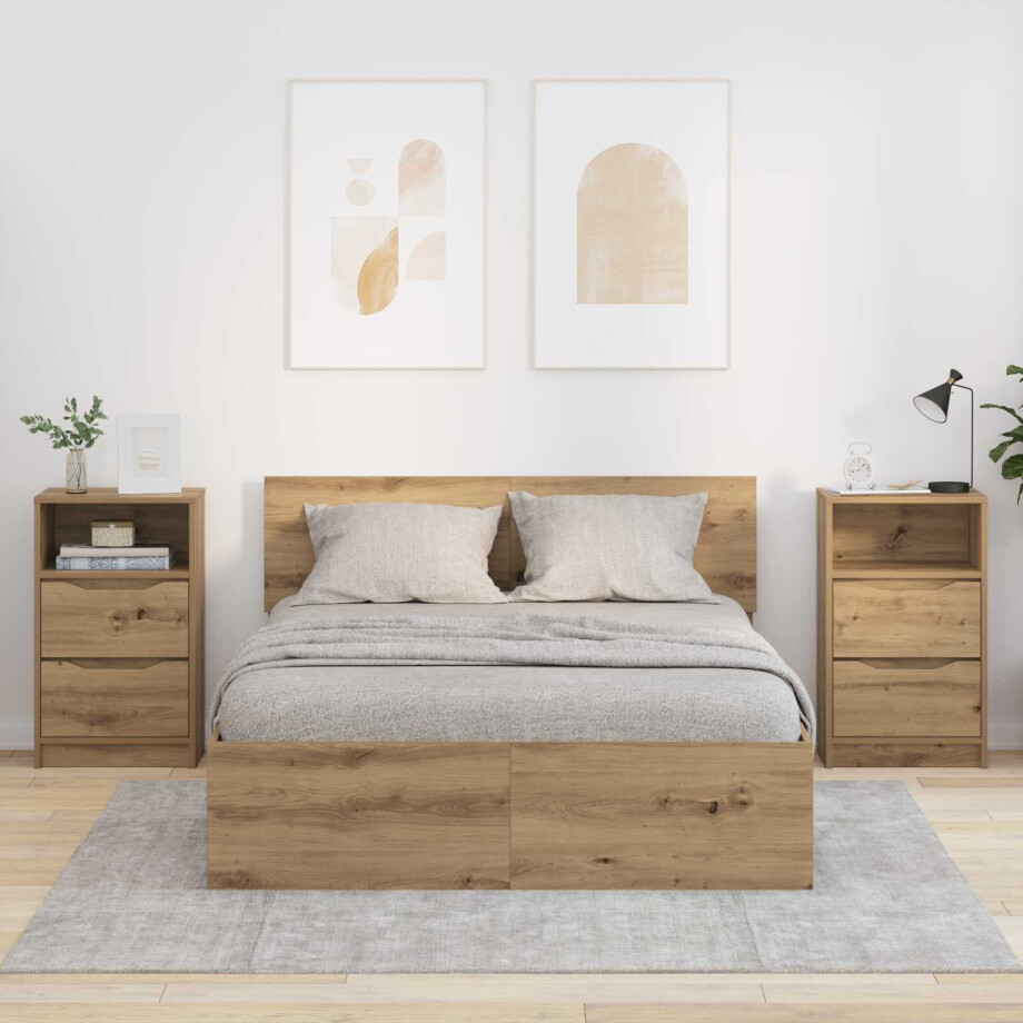 vidaXL Nachtkastjes 2 pcs Artisan Eiken 40 x 30 x 467 cm Bewerkt hout vidaXL Nachtkastjes 2 pcs Artisan Eiken 40 x 30 x 467 cm Bewerkt hout afbeelding 1