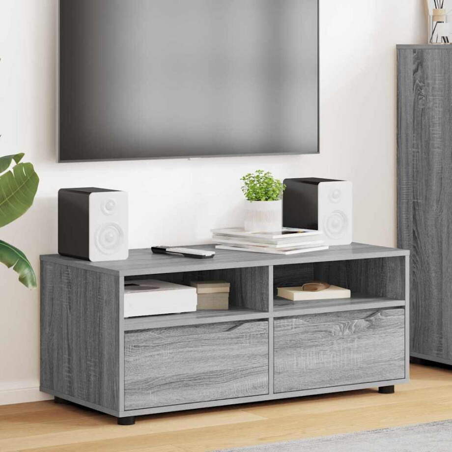 vidaXL TV-kast met lade Grijs Sonoma 100 x 48 x 43 cm Bewerkt hout afbeelding 1