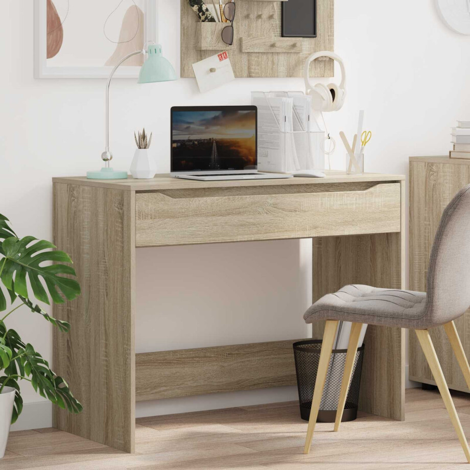 vidaXL Bureau Sonoma Eiken 100 x 50 x 78 cm Geconstrueerd hout afbeelding 1