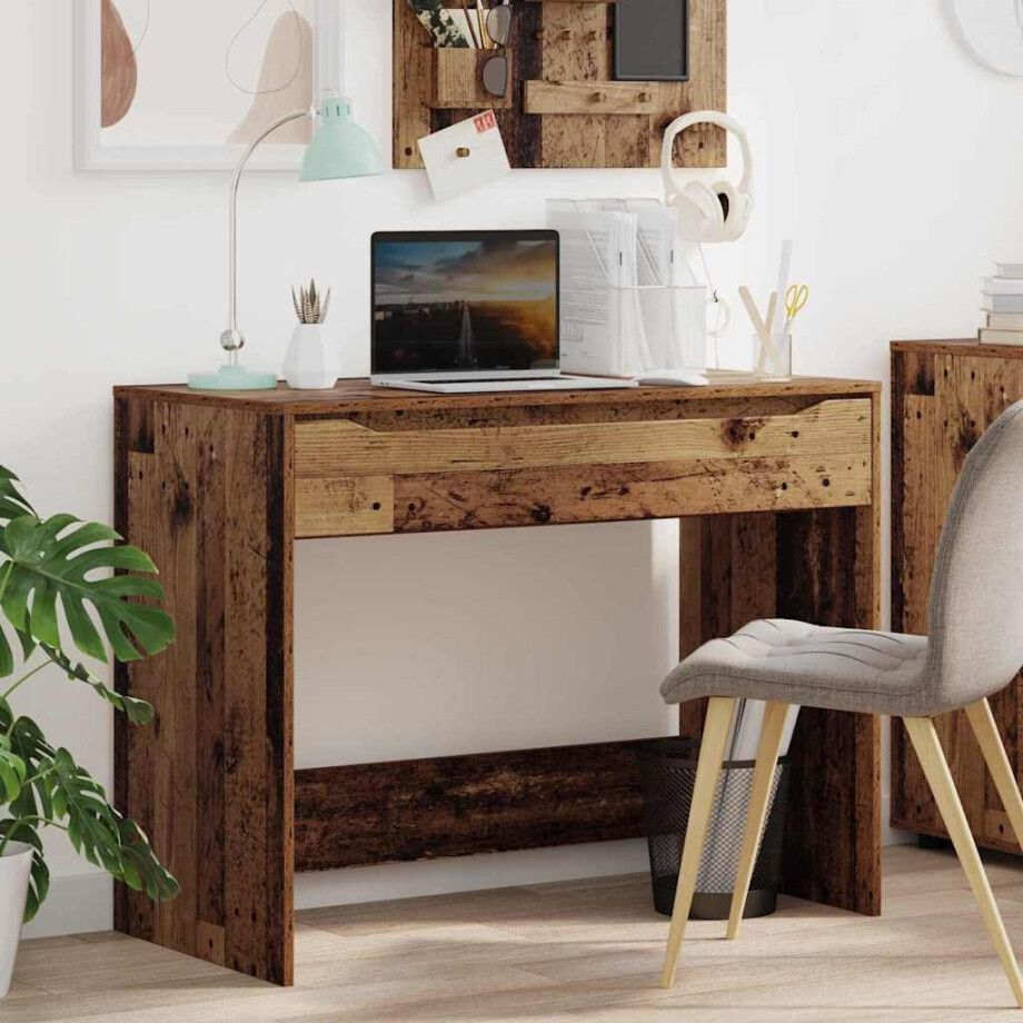 vidaXL Bureau met lade Oudhout 100 x 50 x 78 cm Geconstrueerd hout vidaXL Bureau met lade Oudhout 100 x 50 x 78 cm Geconstrueerd hout afbeelding 1