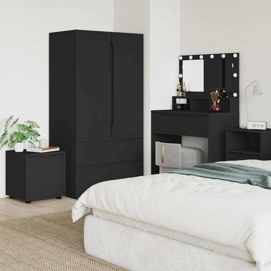 vidaXL Badkamer Kast Zwart 40,5 x 40 x 44 cm Bewerkt hout afbeelding 1