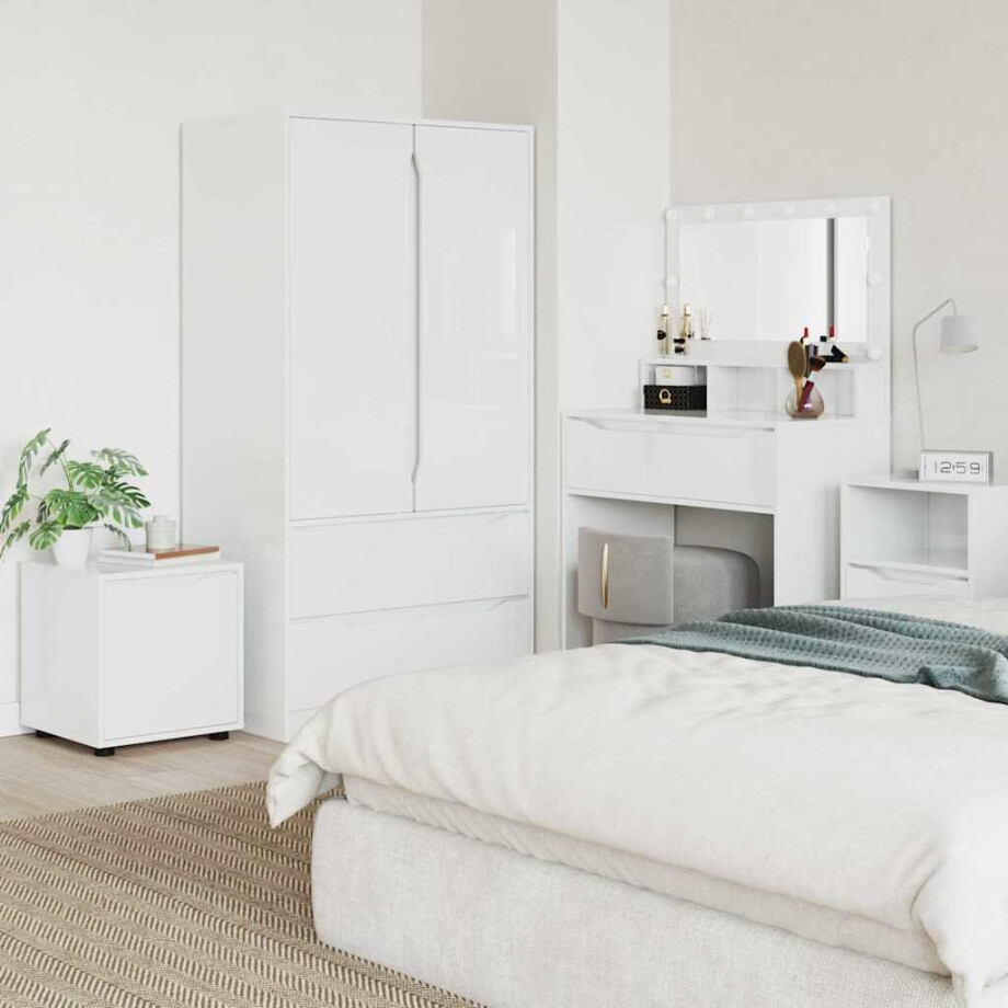 vidaXL Badkamer Kast Hoogglans wit 40,5 x 40 x 44 cm Bewerkt hout vidaXL Badkamer Kast Hoogglans wit 40,5 x 40 x 44 cm Bewerkt hout afbeelding 1