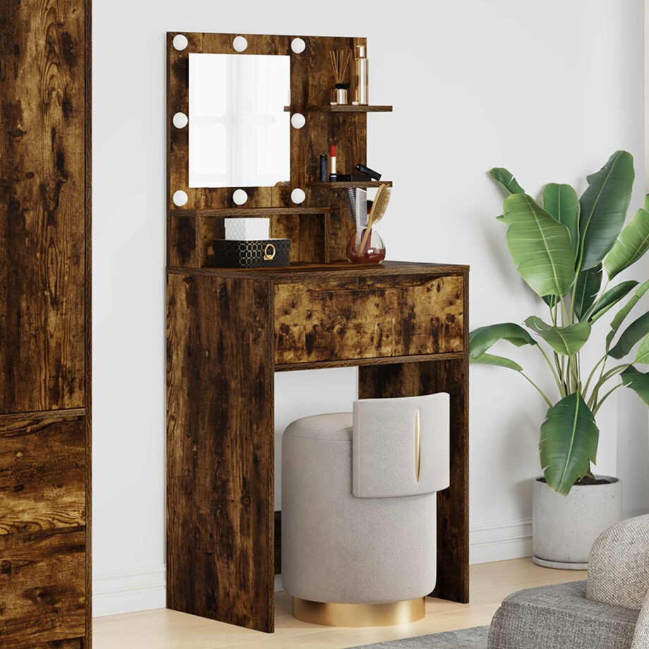 vidaXL Slaapkamer Kaptafels met lade Gerookt eiken 80 x 39,6 x 135 cm vidaXL Slaapkamer Kaptafels met lade Gerookt eiken 80 x 39,6 x 135 cm afbeelding 1