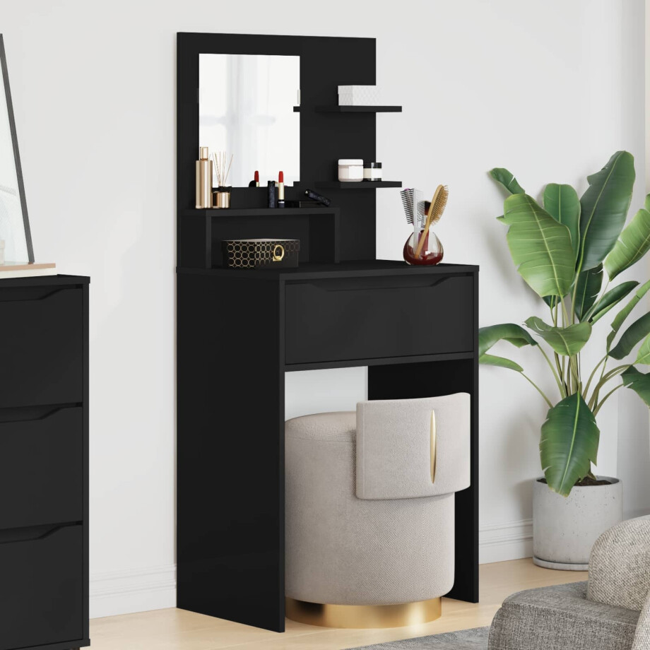 vidaXL Slaapkamer Kaptafels Zwart 80 x 39,6 x 135 cm Bewerkt hout vidaXL Slaapkamer Kaptafels Zwart 80 x 39,6 x 135 cm Bewerkt hout afbeelding 1