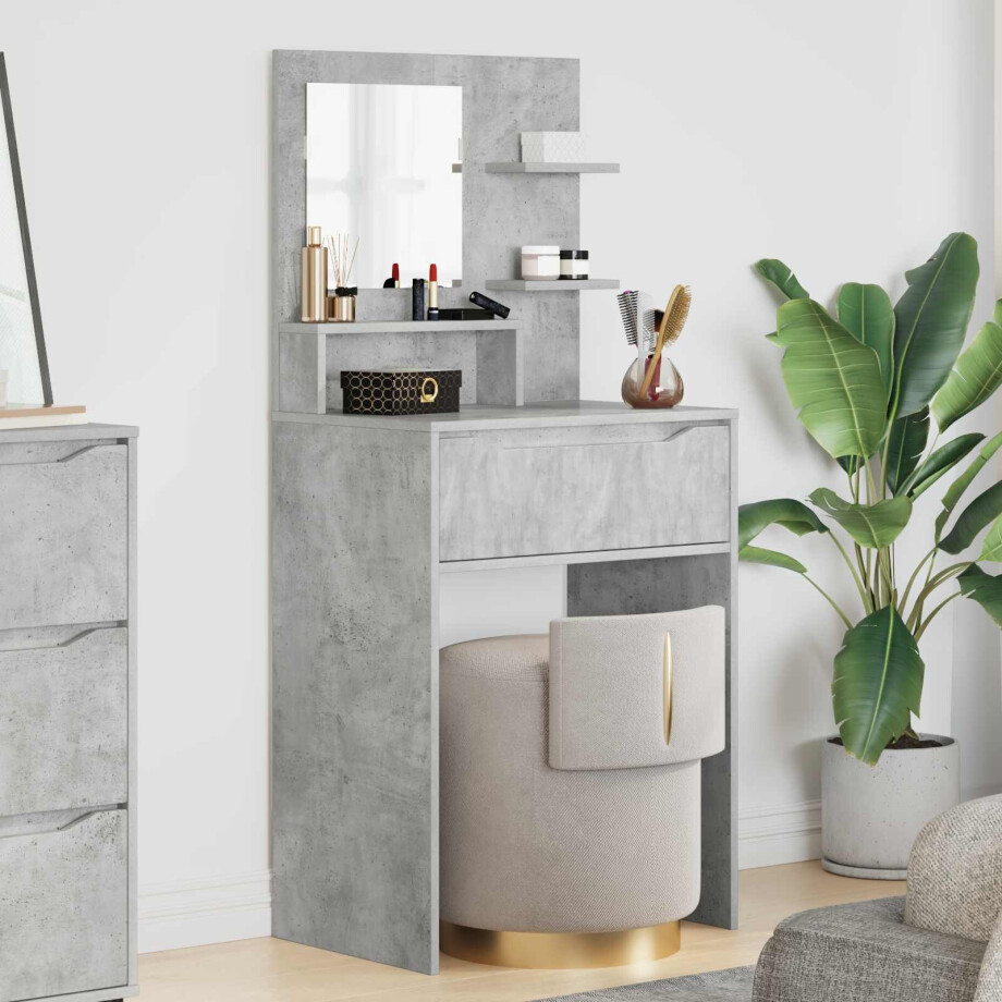 vidaXL Slaapkamer Kaptafels met lade Beton Grijs 80 x 39,6 x 135 cm afbeelding 1