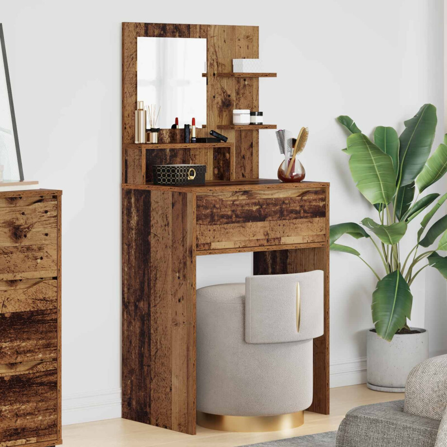 vidaXL Slaapkamer Kaptafels Oud Hout 80 x 39,6 x 135 cm Bewerkt hout vidaXL Slaapkamer Kaptafels Oud Hout 80 x 39,6 x 135 cm Bewerkt hout afbeelding 1