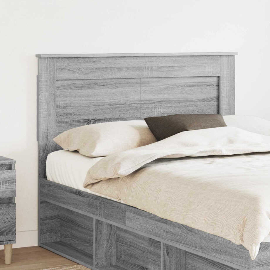 vidaXL Hoofdbord met hoofdeinde Grijs Sonoma 135 cm Bewerkt hout afbeelding 1