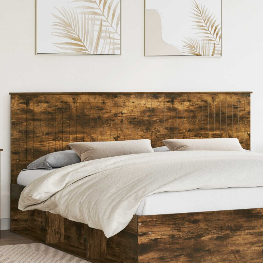 vidaXL Hoofdbord met hoofdeinde Gerookt eiken 200 cm Bewerkt hout vidaXL Hoofdbord met hoofdeinde Gerookt eiken 200 cm Bewerkt hout afbeelding 1