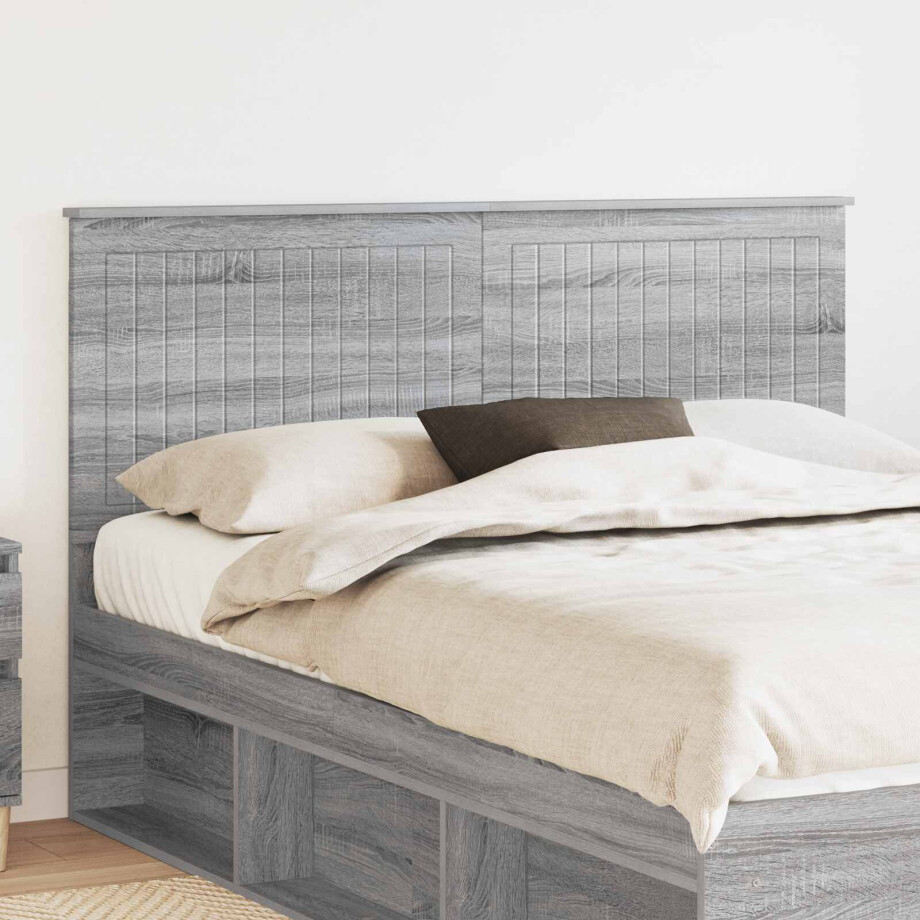 vidaXL Hoofdbord met hoofdeinde Grijs Sonoma 150 cm Bewerkt hout afbeelding 1