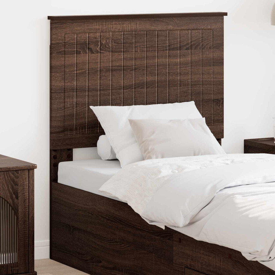 vidaXL Hoofdbord met hoofdeinde Bruin Eiken 80 cm Bewerkt hout afbeelding 1