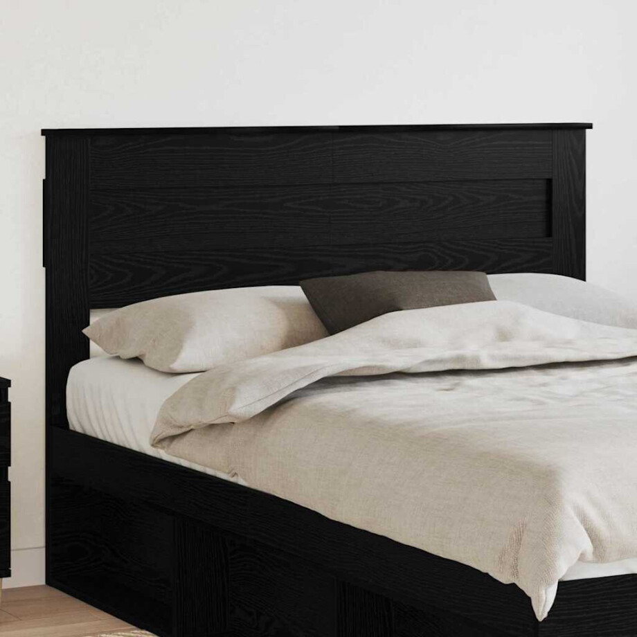 vidaXL Hoofdbord Zwart Eiken 140 cm Bewerkt hout afbeelding 1