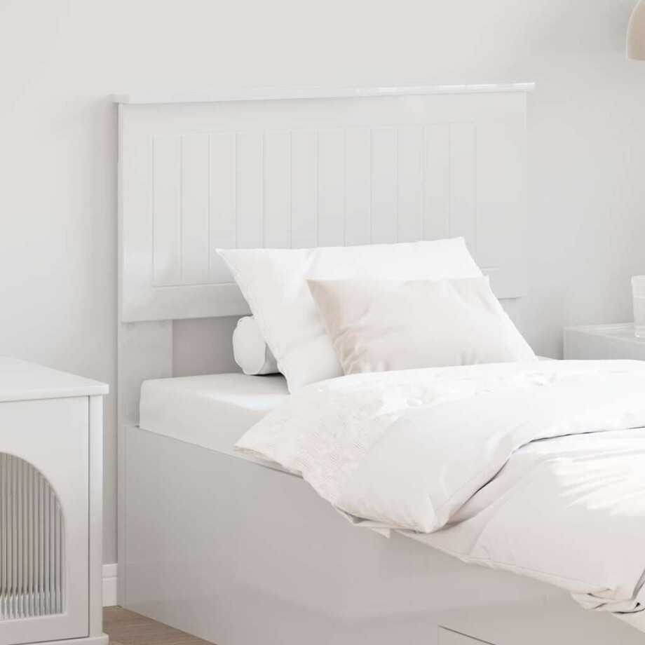 vidaXL Hoofdbord met hoofdeinde Glanzend Wit 80 cm Bewerkt hout vidaXL Hoofdbord met hoofdeinde Glanzend Wit 80 cm Bewerkt hout afbeelding 1