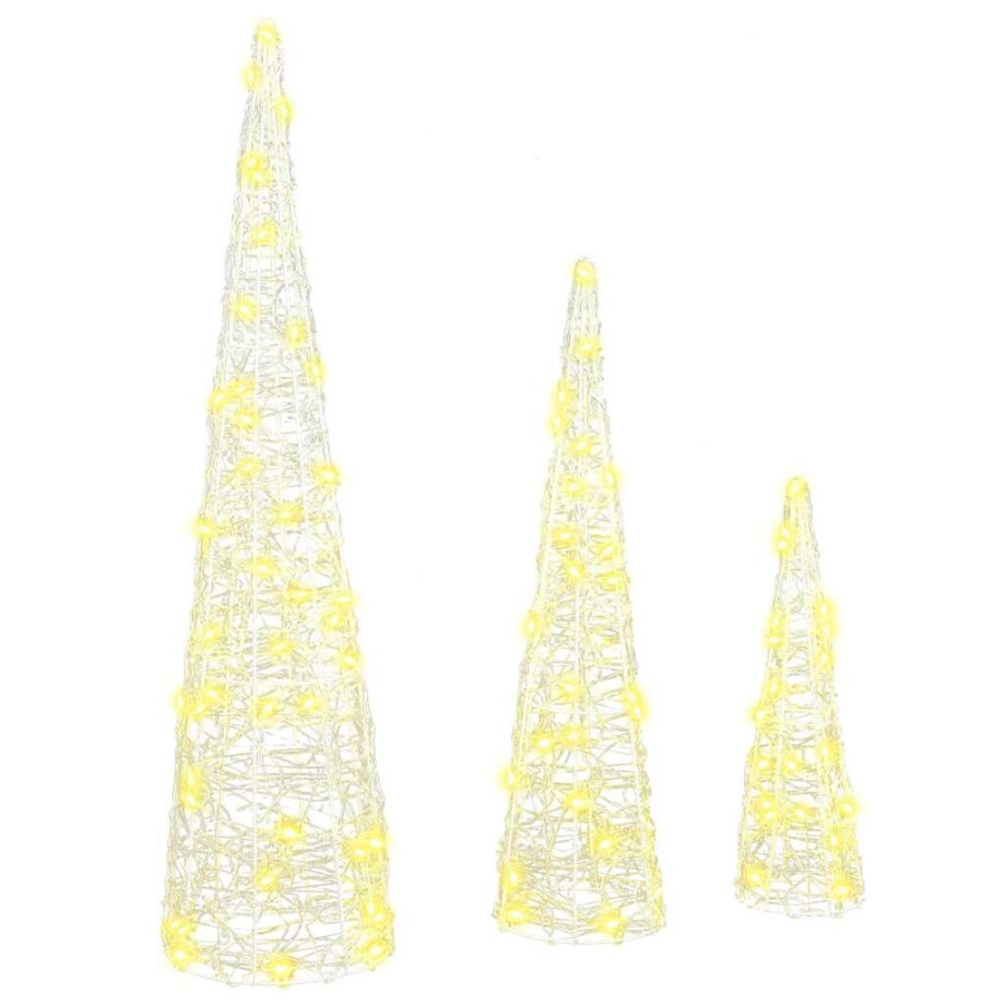vidaXL Kerstboom met 90 LED 3 pcs Warmwit 20 x 20 x 80 cm Acryl afbeelding 1